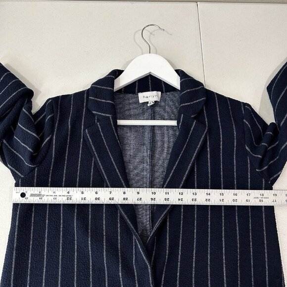 Harlyn Anthro Womens Jacket Extra Small Blue Pinstripe Longline Blazer Cardigan - Picture 7 of 16